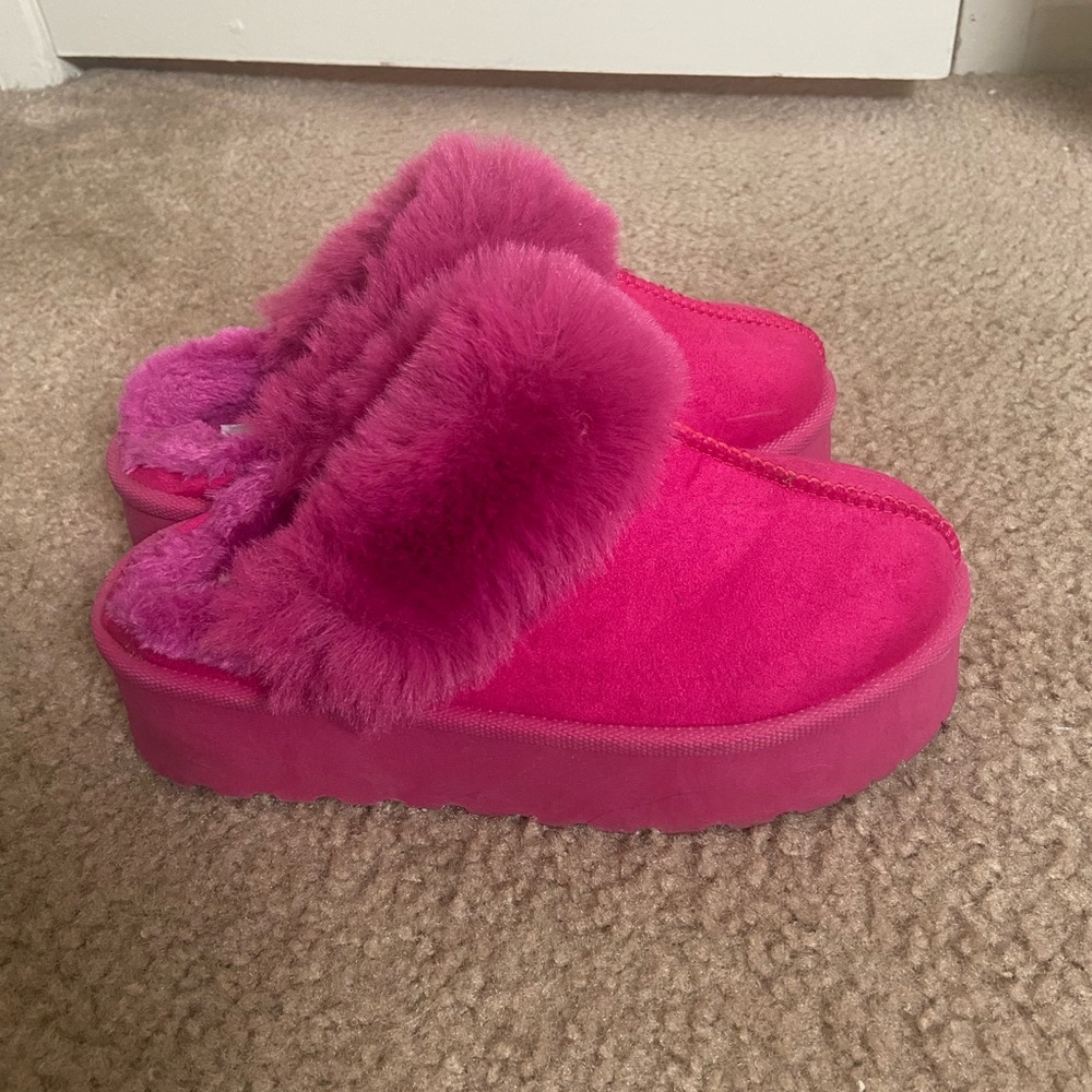 Shein Fuzzy Platform Slippers
